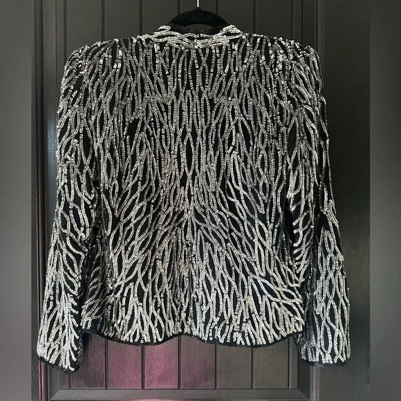 Vintage Laurence Kazar Black Silk Jacket, size M - Picture 6 of 6